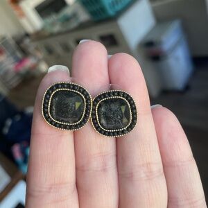 Black and Goldtone Stud Earrings